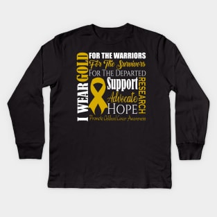 I wear gold for the warriors. Kids Long Sleeve T-Shirt